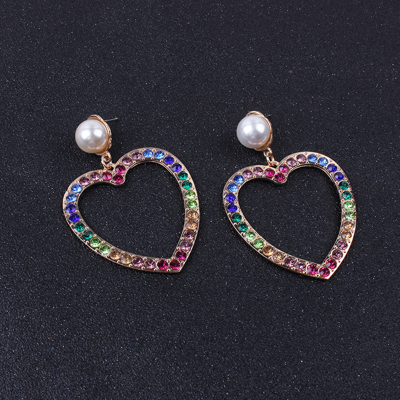 Fashion Silver Color Full Diamond Design Heart Shape Earrings,Drop Earrings