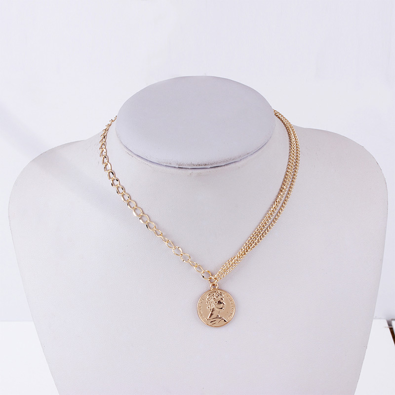 Fashion Gold Color Girl Pattern Pendant Decorated Necklace,Pendants