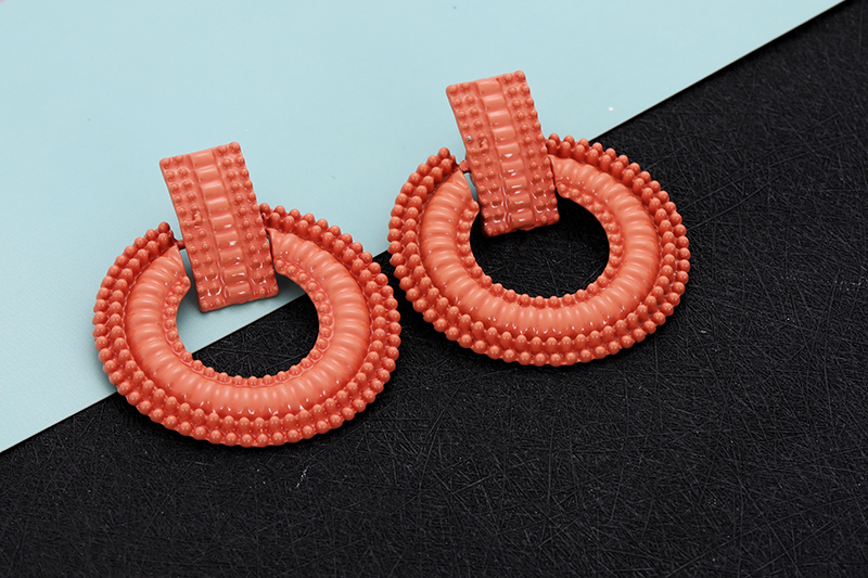 Fashion Orange Circular Ring Design Pure Color Earrings,Hoop Earrings