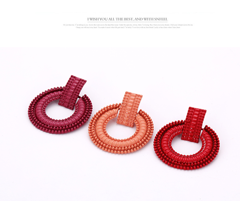Fashion Red Circular Ring Design Pure Color Earrings,Hoop Earrings