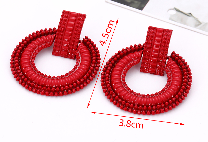 Fashion Red Circular Ring Design Pure Color Earrings,Hoop Earrings
