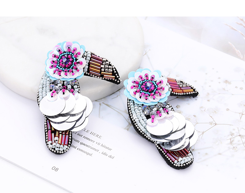 Fashion Multi-color Beads Decorated Bird Shape Earrings,Drop Earrings