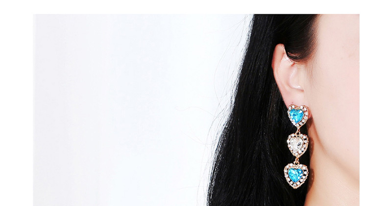 Vintage Blue Heart Shape Design Long Earrings,Drop Earrings