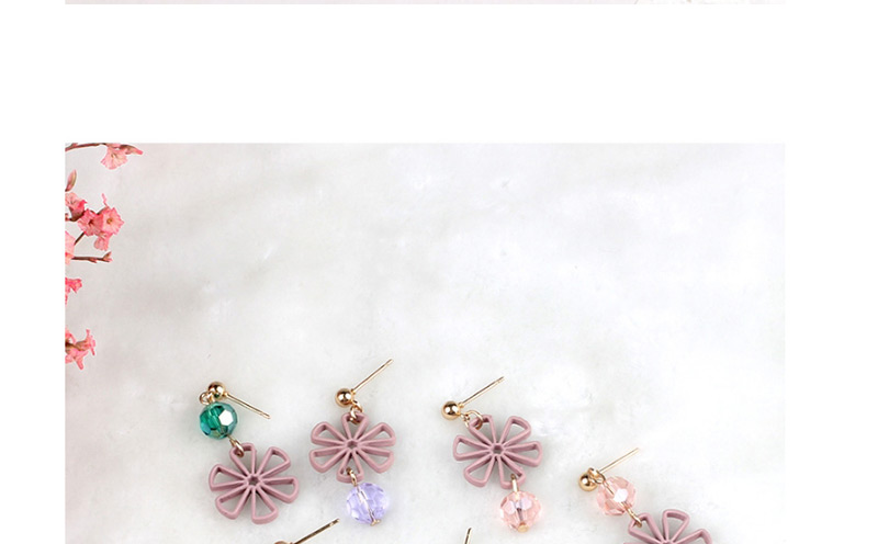 Vintage Pink Flowers Decorated Long Earrings,Drop Earrings