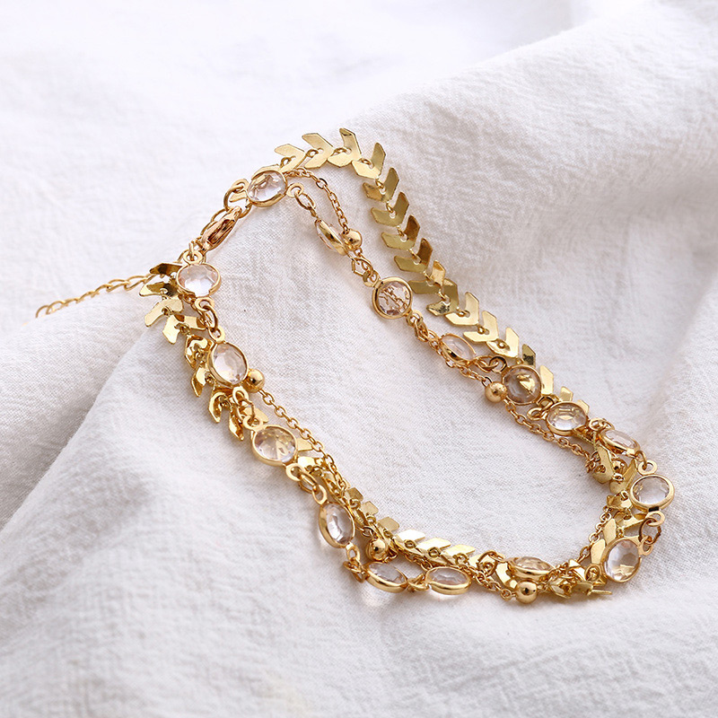 Fashion Gold Color Diamond Decorated Multi-layer Anklet,Fashion Anklets