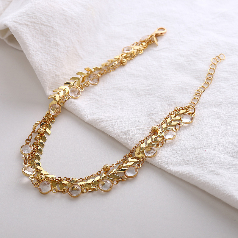 Fashion Gold Color Diamond Decorated Multi-layer Anklet,Fashion Anklets