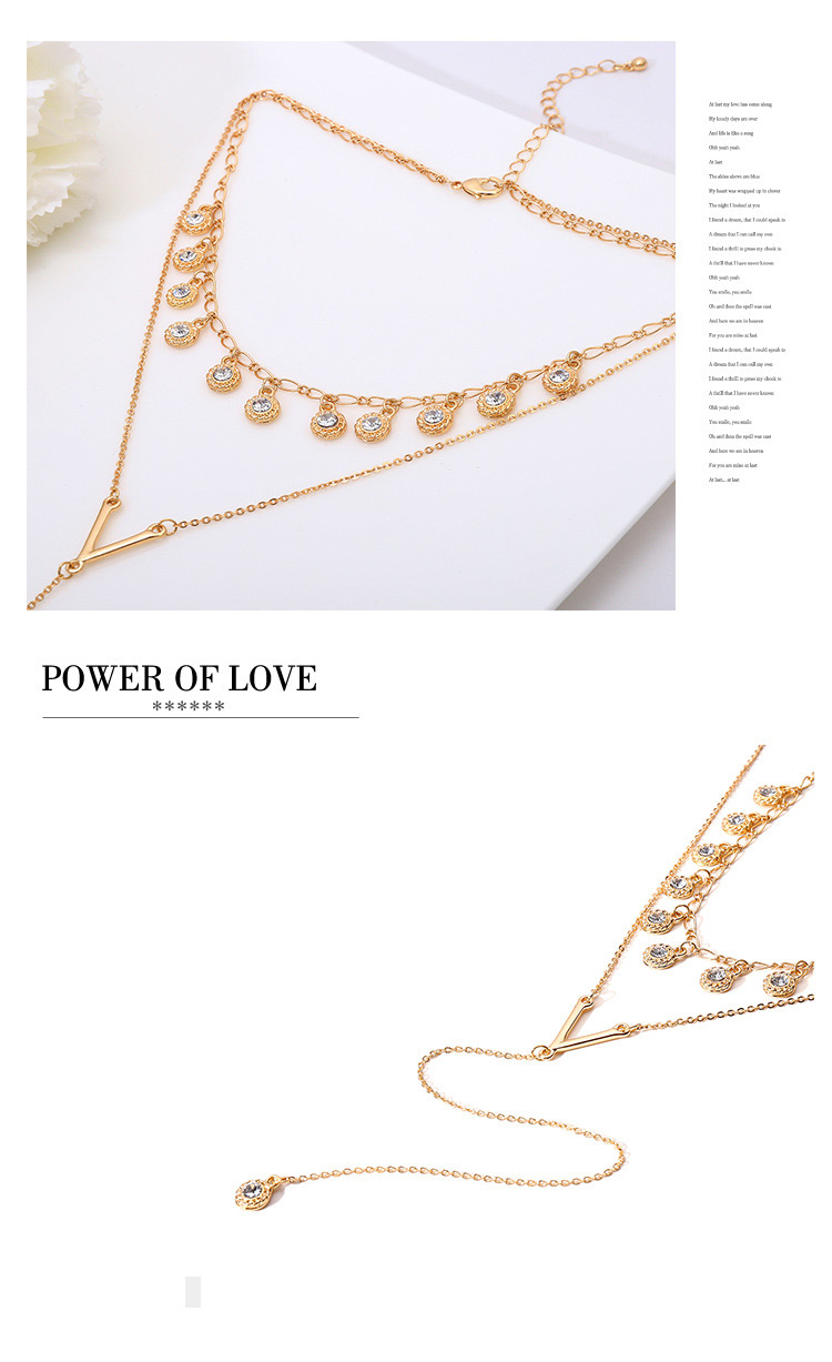 Fashion Gold Color Tassel Decorated Double Layer Necklace,Multi Strand Necklaces