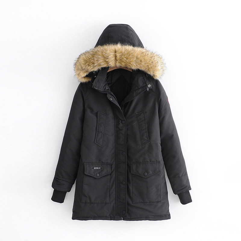 Elegant Black Pure Color Design Long Sleeves Parker Coat,Coat-Jacket