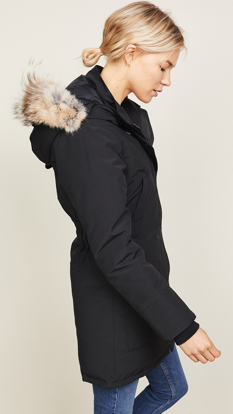 Elegant Black Pure Color Design Long Sleeves Parker Coat,Coat-Jacket