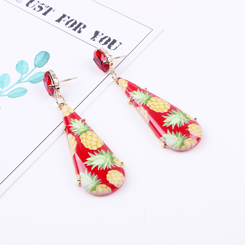 Fashion Red Flower Pattern Decorated Earrings,Drop Earrings