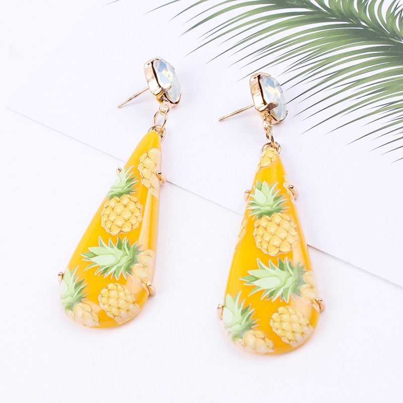 Fashion Yellow Pineapple Pattern Decorated Earrings,Drop Earrings