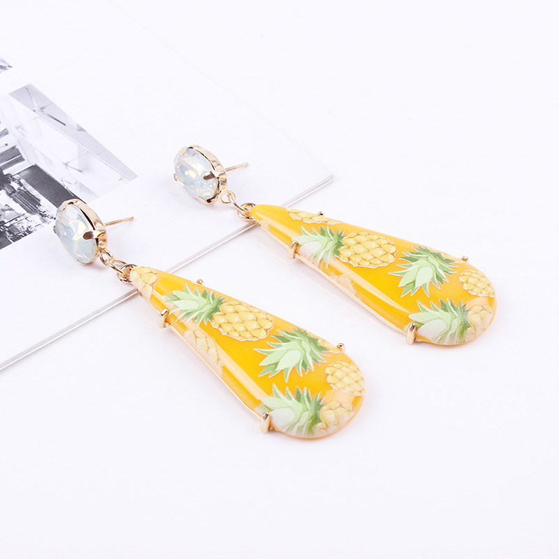 Fashion Yellow Pineapple Pattern Decorated Earrings,Drop Earrings