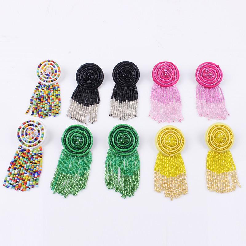 Fashion Multi-color Round Shape Decorated Tassel Earrings,Drop Earrings