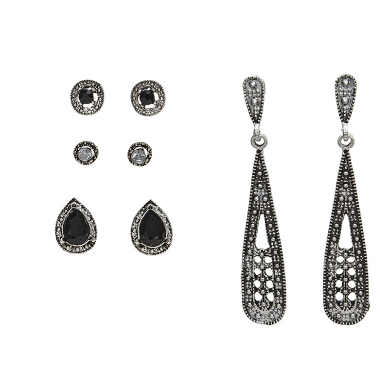 Fashion Silver Color Waterdrop Shape Decorated Earrings(4 Pcs),Earrings set