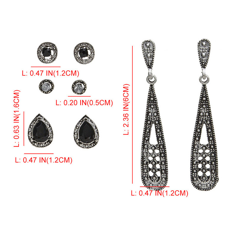 Fashion Silver Color Waterdrop Shape Decorated Earrings(4 Pcs),Earrings set