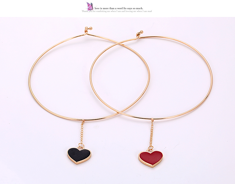 Fashion Red Heart Shape Decorated Simple Choker,Multi Strand Necklaces