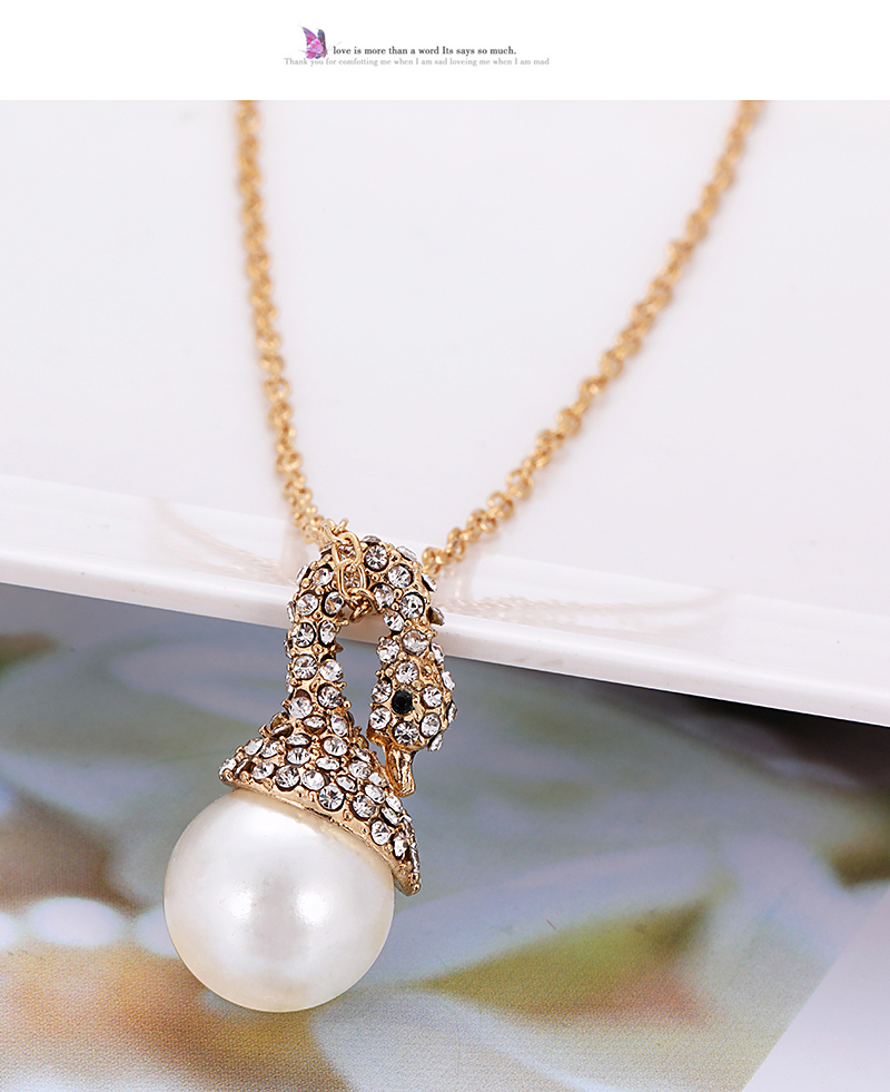 Fashion Gold Color Pearls&diamond Decorated Necklace,Pendants