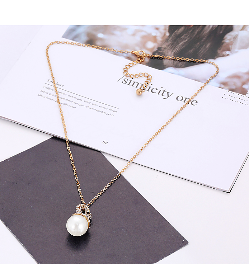 Fashion Gold Color Pearls&diamond Decorated Necklace,Pendants