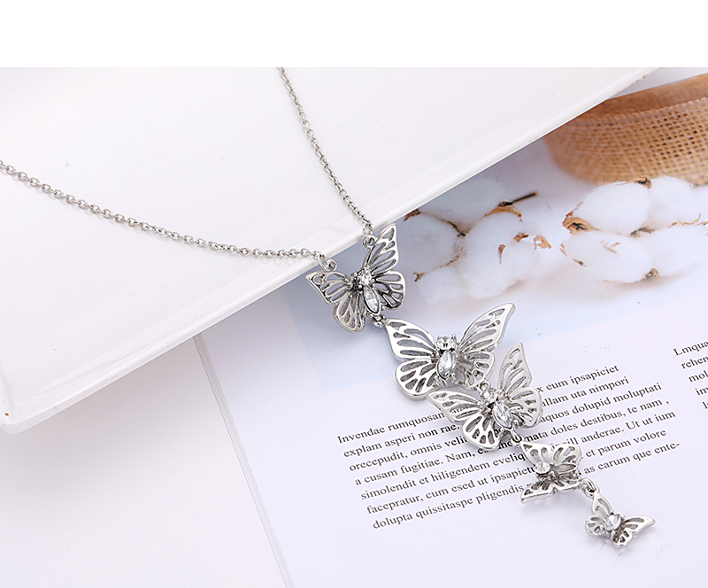 Fashion Gold Color Butterfly Decorated Pure Color Necklace,Pendants