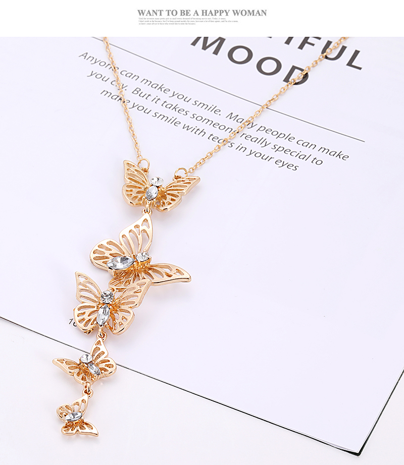 Fashion Silver Color Butterfly Decorated Pure Color Necklace,Pendants