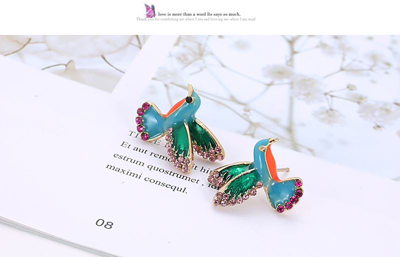 Fashion Multi-color Bird Shape Design Color Matching Earrings,Stud Earrings