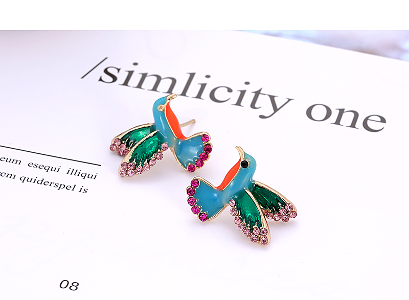 Fashion Multi-color Bird Shape Design Color Matching Earrings,Stud Earrings