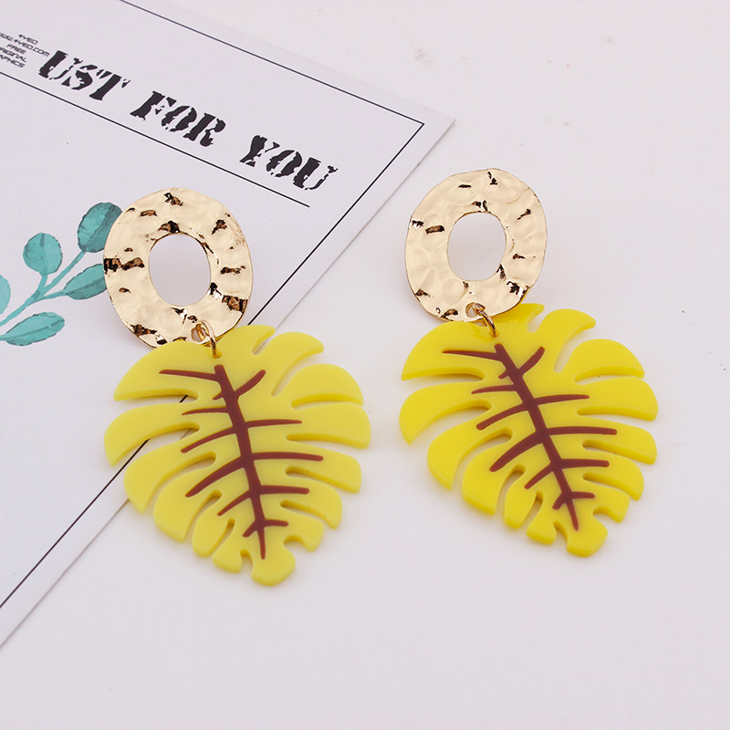 Fashion Yellow Leaf Shape Decorated Earrings,Drop Earrings