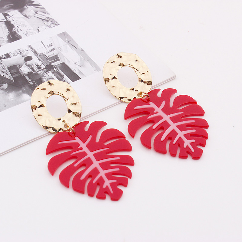 Fashion Red Leaf Shape Decorated Earrings,Drop Earrings