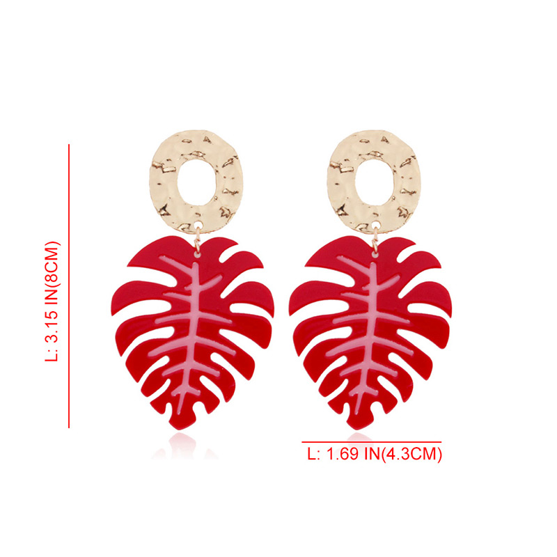 Fashion Red Leaf Shape Decorated Earrings,Drop Earrings