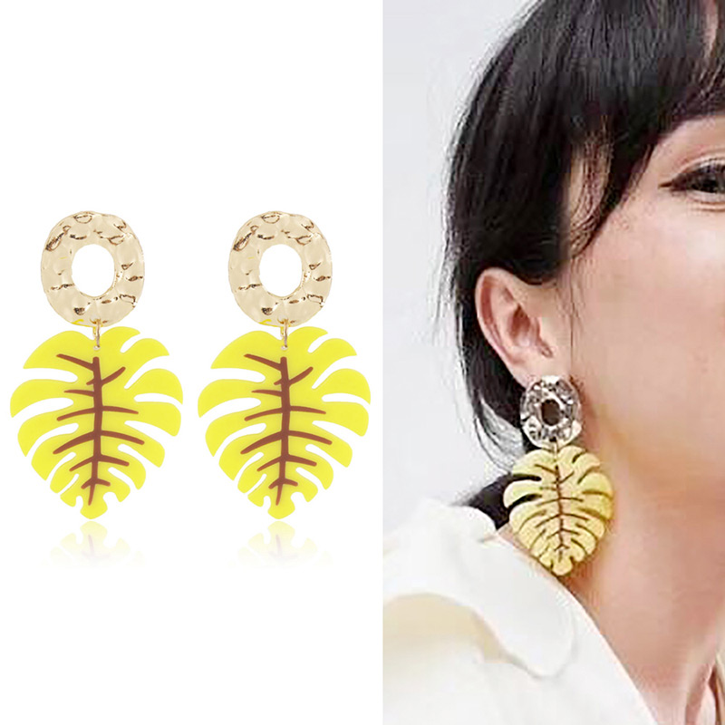 Fashion Yellow Leaf Shape Decorated Earrings,Drop Earrings