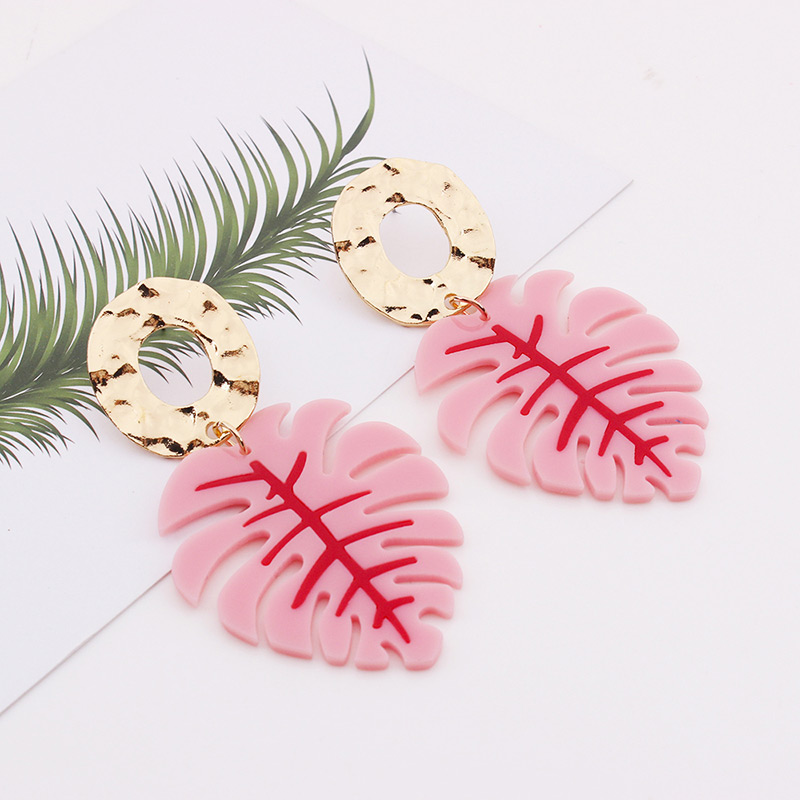 Fashion Pink Leaf Shape Decorated Earrings,Drop Earrings