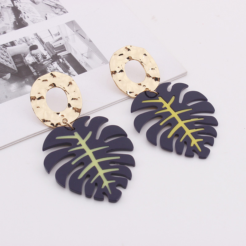 Fashion Black Leaf Shape Decorated Earrings,Drop Earrings