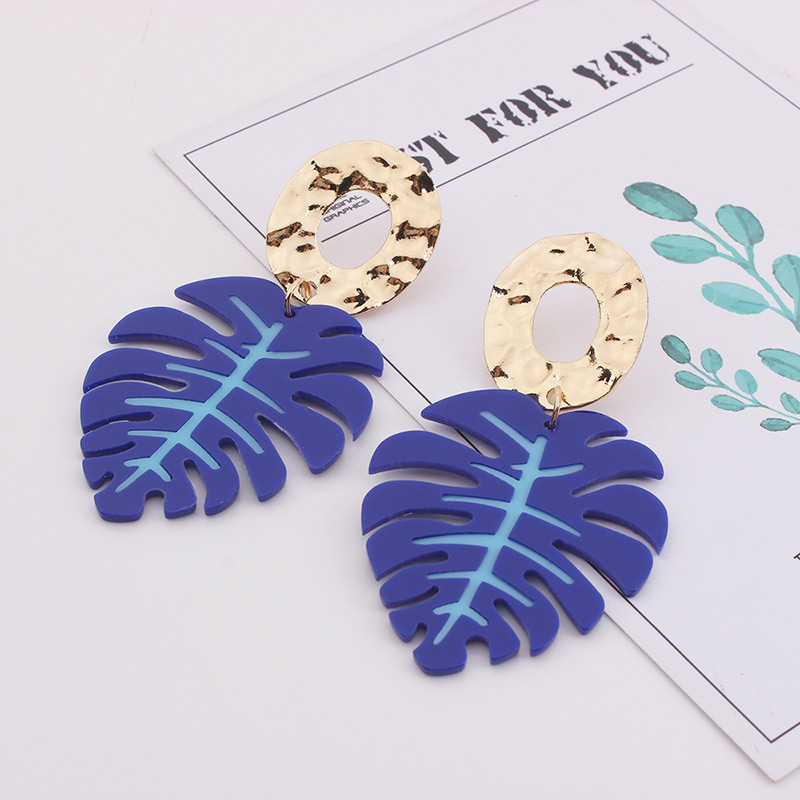 Fashion Blue Leaf Shape Decorated Earrings,Drop Earrings