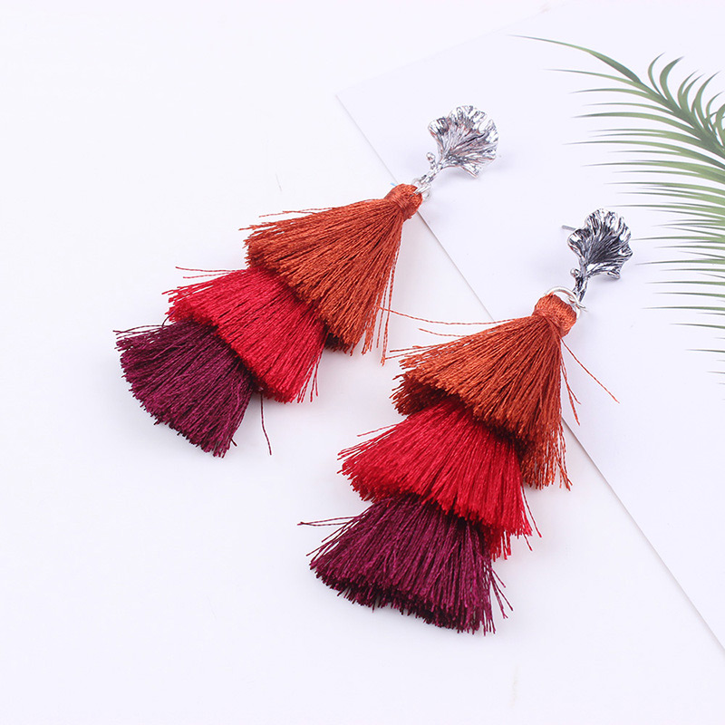 Fashion Khaki Tassel Decorated Earrings,Drop Earrings