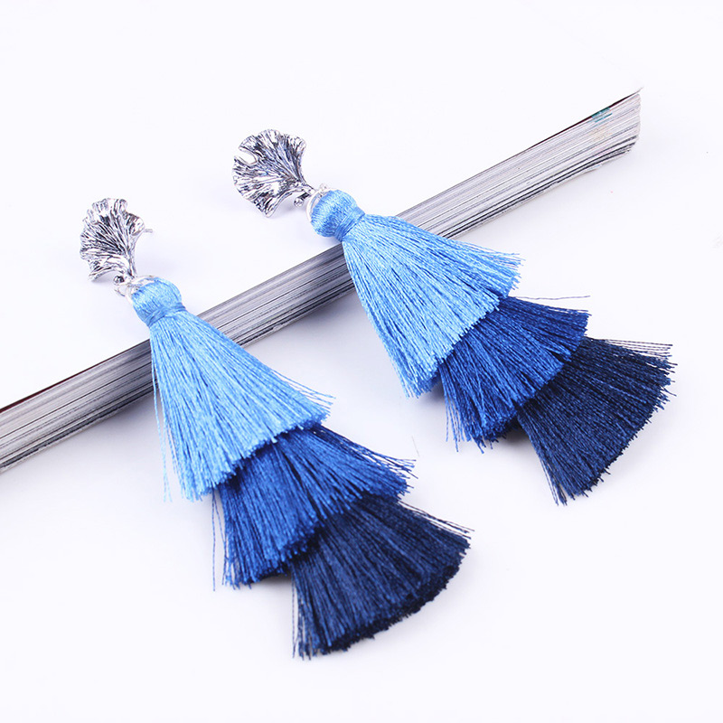 Fashion Blue Tassel Decorated Earrings,Drop Earrings