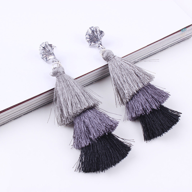 Fashion Khaki Tassel Decorated Earrings,Drop Earrings