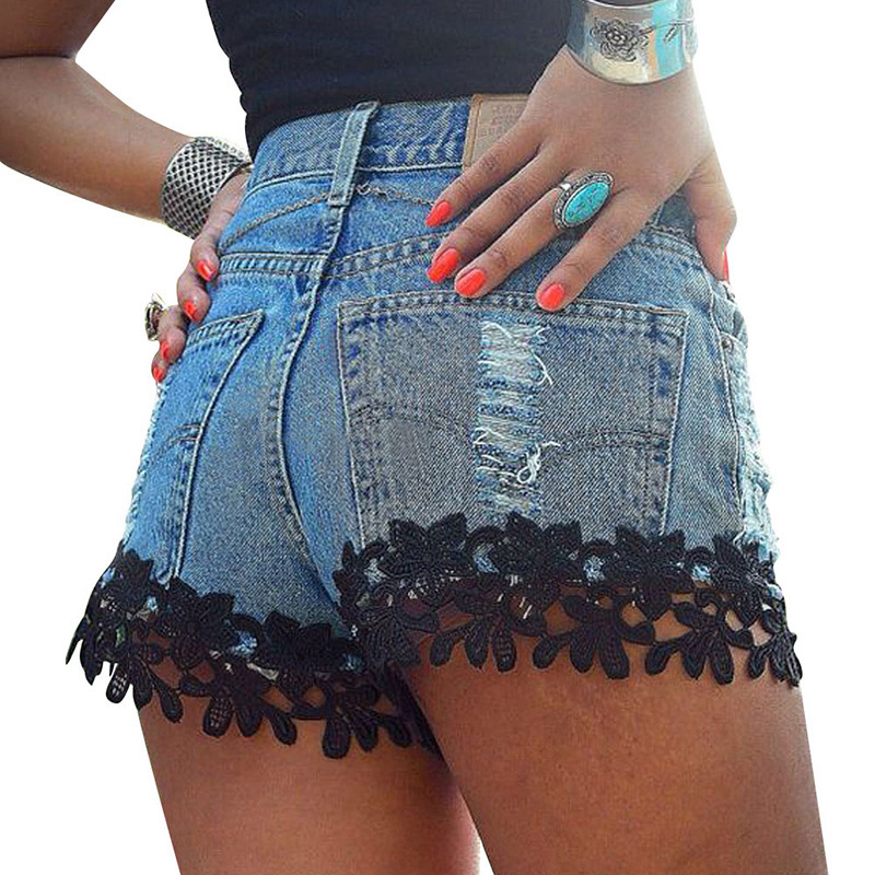 Fashion Black Flower Pattern Decorated Short Pants,Shorts