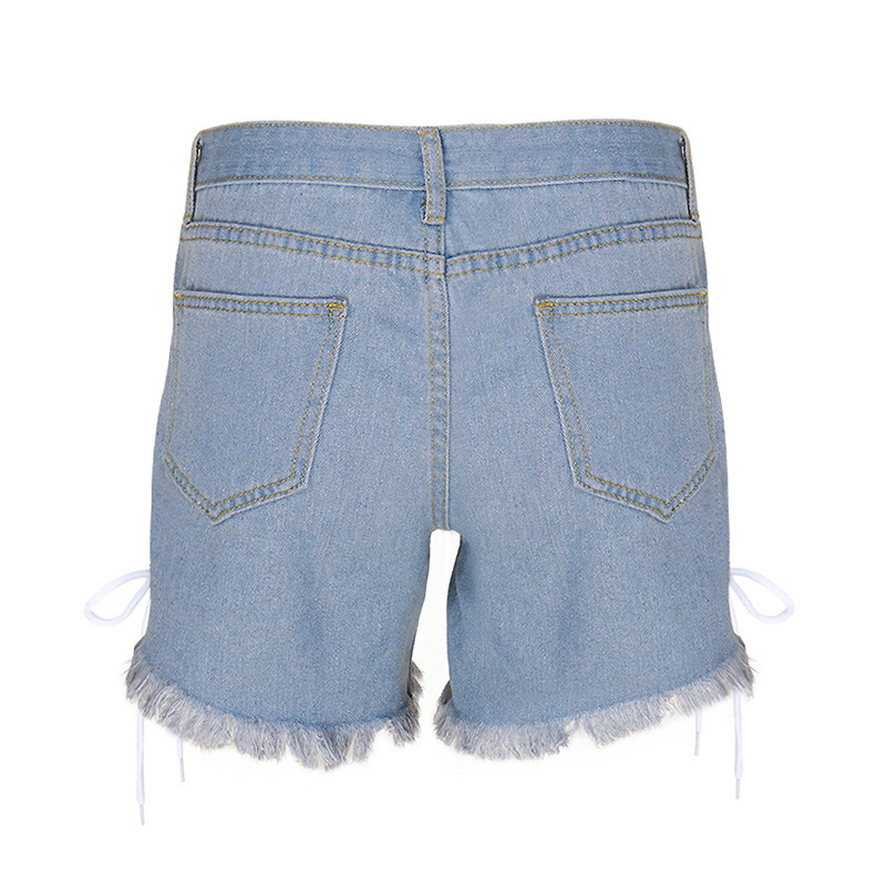 Fashion Light Blue Hollow Out Design Short Pants,Shorts