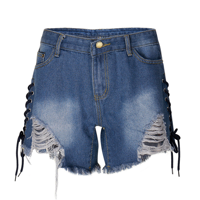 Fashion Light Blue Hollow Out Design Short Pants,Shorts