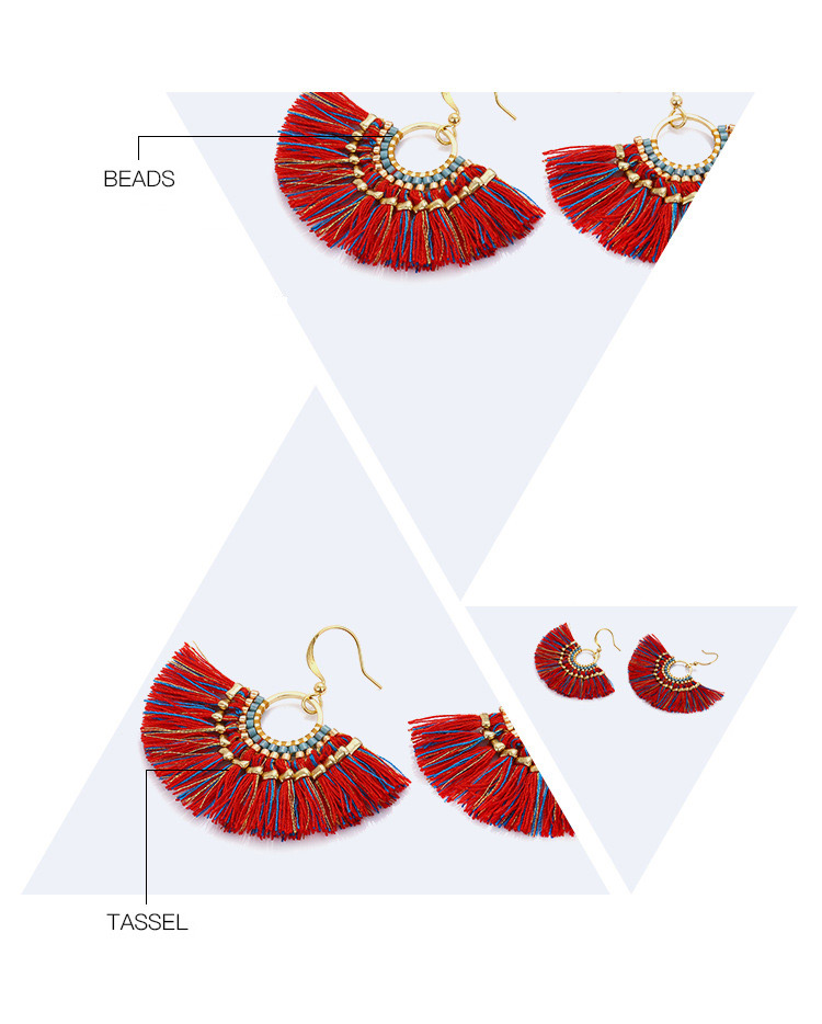 Fashion Red Tassel Decorated Earrings,Earrings