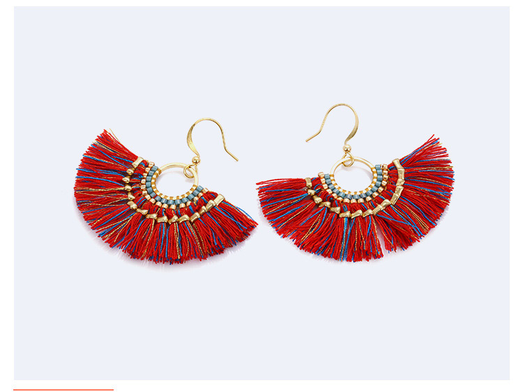 Fashion Red Tassel Decorated Earrings,Earrings