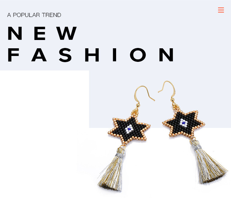 Fashion Black Star Shape Decorated Tassel Earrings,Earrings