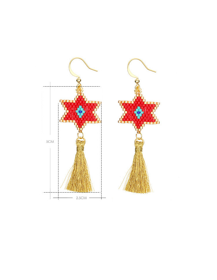 Fashion Red Star Shape Decorated Tassel Earrings,Earrings