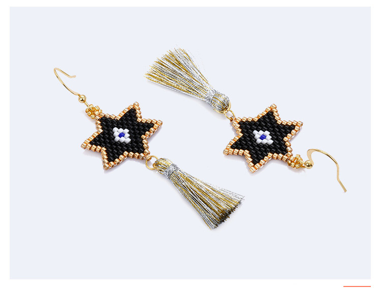 Fashion Black Star Shape Decorated Tassel Earrings,Earrings