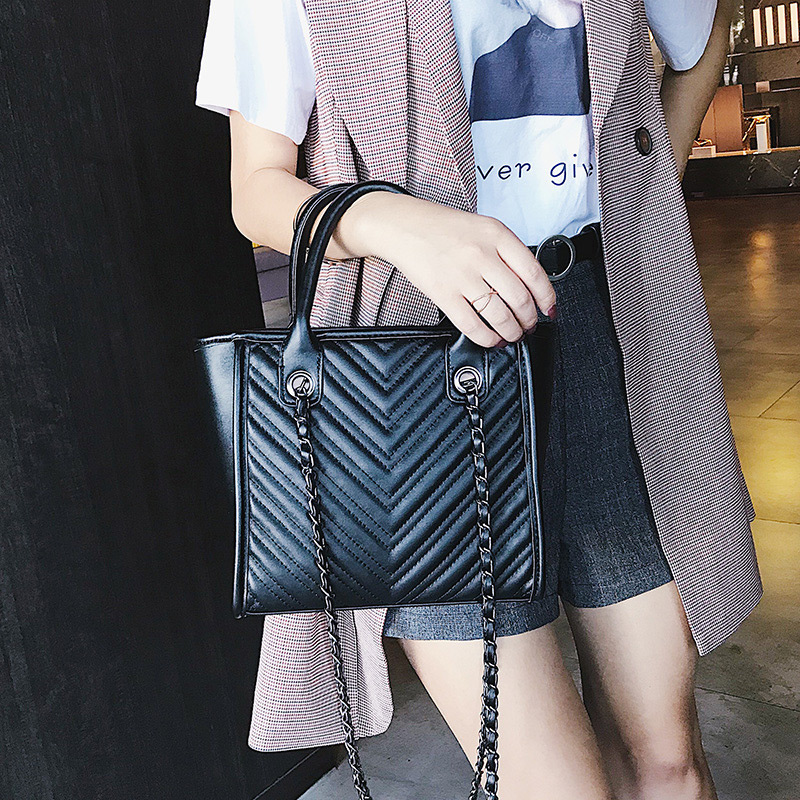 Fashion Black Pure Color Decorated Shoulder Bag,Handbags