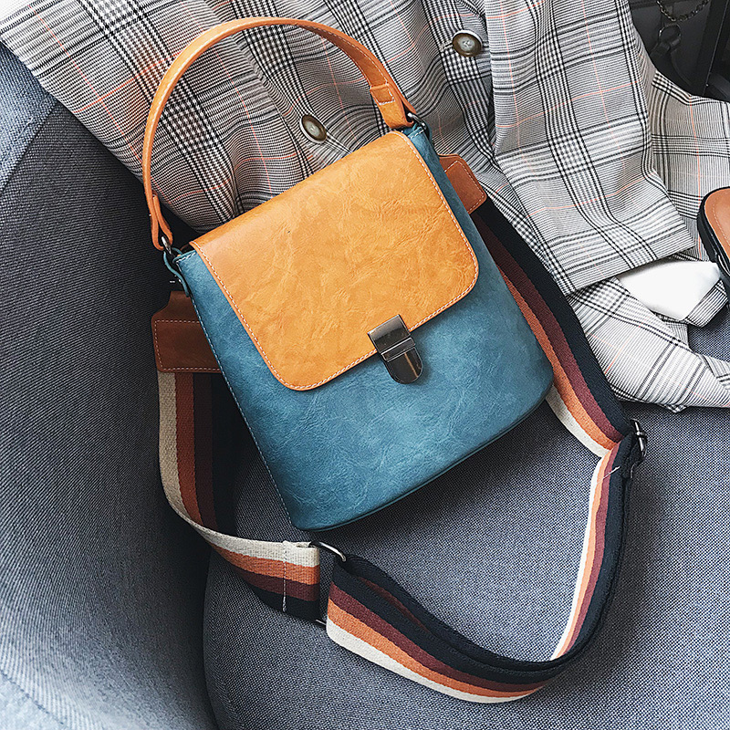 Fashion Blue Color Matching Decorated Shoulder Bag,Handbags
