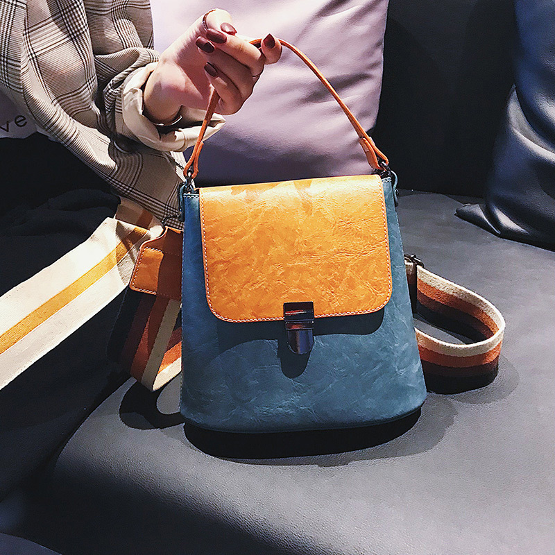 Fashion Blue Color Matching Decorated Shoulder Bag,Handbags