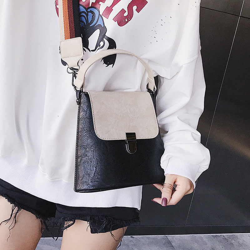 Fashion Black Color Matching Decorated Shoulder Bag,Handbags