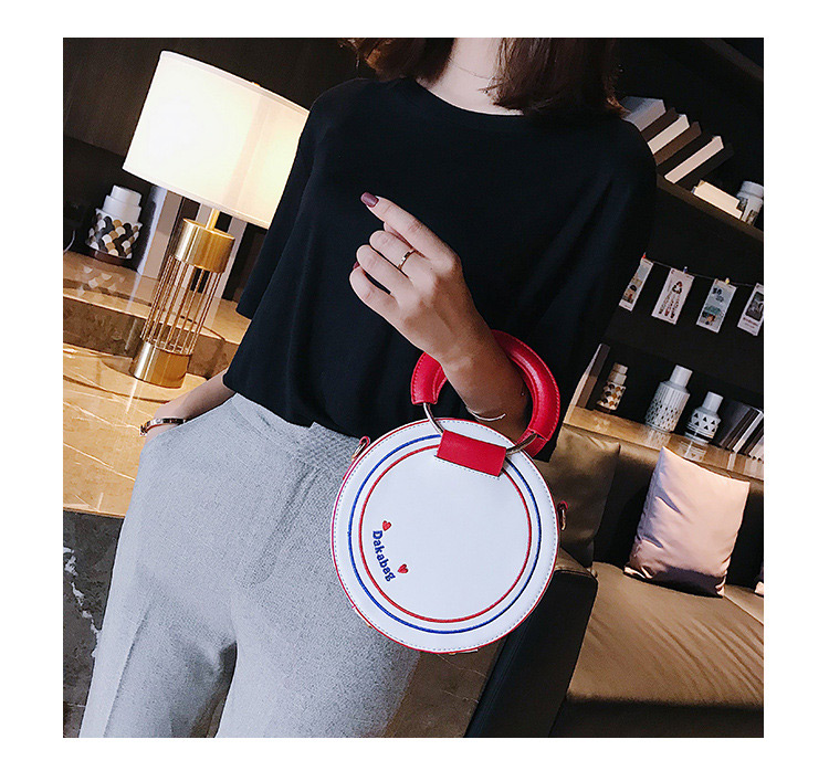 Fashion White Round Shape Decorated Shoulder Bag,Handbags