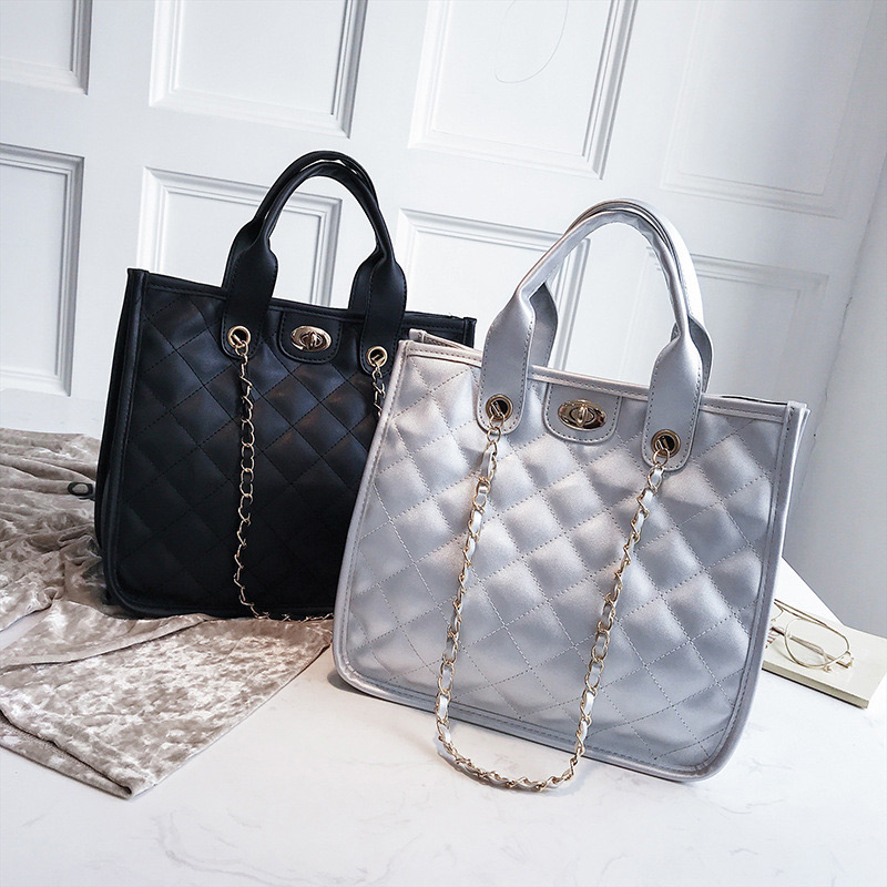 Fashion Silver Color Pure Color Decorated Handbag,Handbags